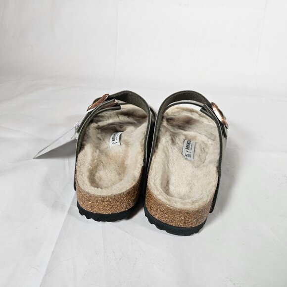 Birkenstock Gray Arizona lined slip on sandals size 41 women 10 men 8 Narrow Fit - Picture 2 of 11
